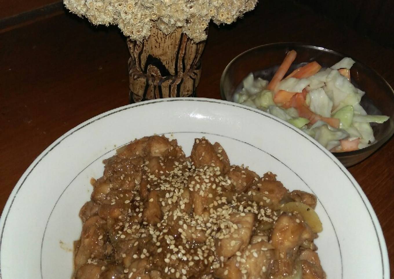 Ayam teriyaki dan salad ala hokben - resep kuliner nusantara