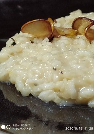A picture of Risotto with Pears, Cheese, and Black Pepper.