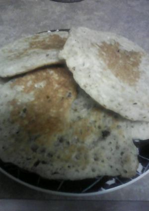 A picture of Vegan Mounds Pancakes, first way.