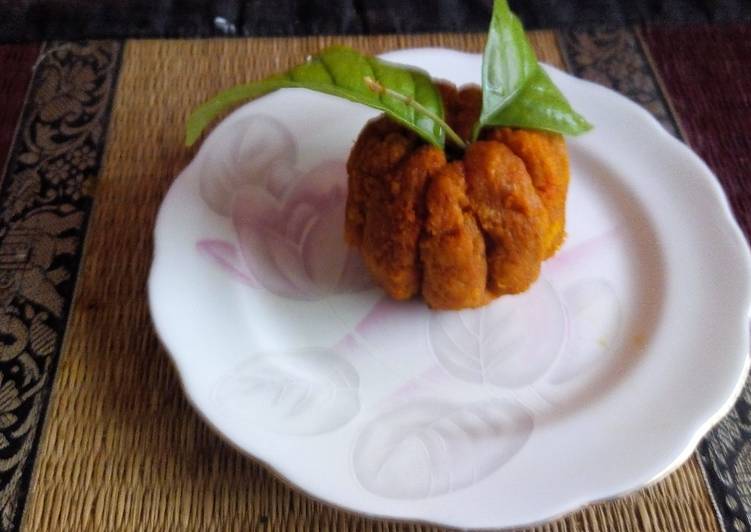 Orange shaped coconut ladoo