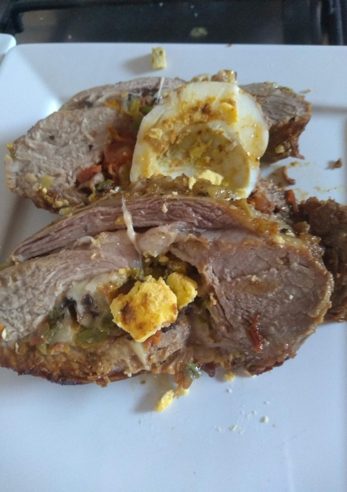 Una foto de Carne rellena al horno. Súper fácil