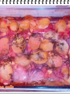 Una foto de Papas gratinadas con pollo