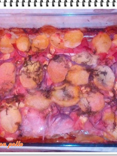 Una foto de Papas gratinadas con pollo