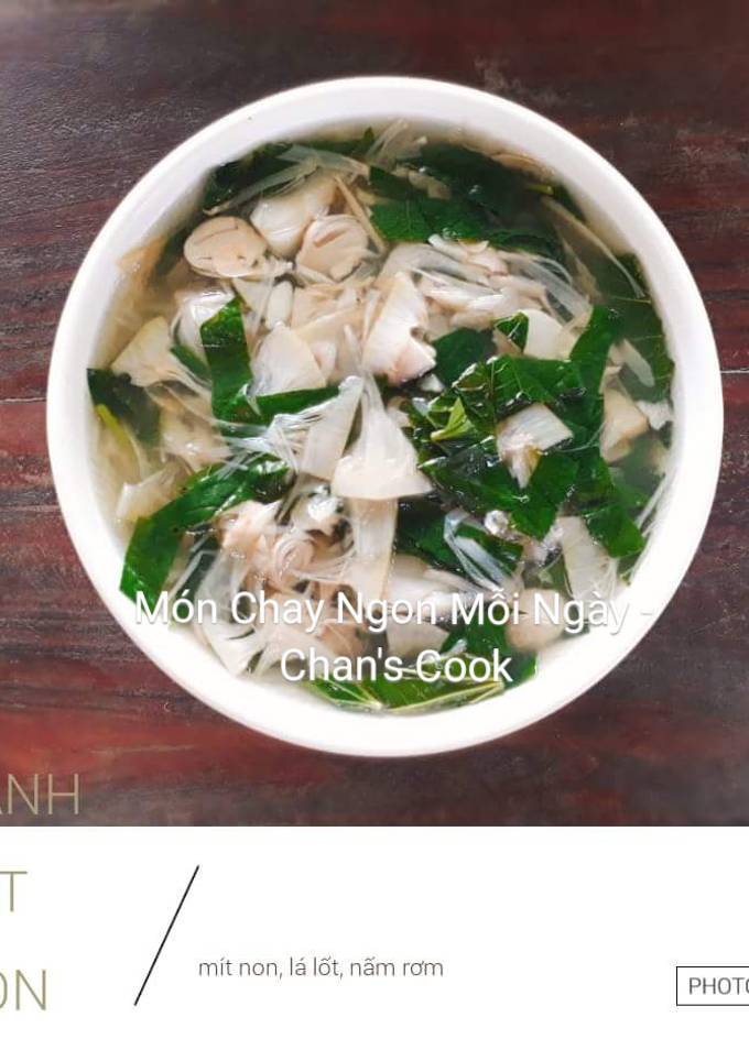 Hình của món Canh mít non nấu lá lốt chay.