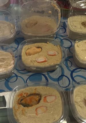 Una foto de Pâtés de: berenjena, mejillón con boca de mar y queso con nueces