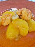 Patatas confitadas al aroma de langostinos al ajillo