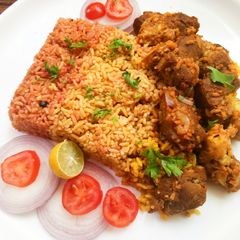A picture of Mutton roghan josh rice.