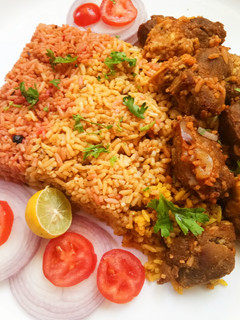 A picture of Mutton roghan josh rice.