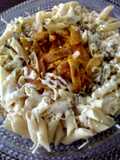 Irresistible !!!   Pasta Penne con crema de Ajo y Jamón Ahumado