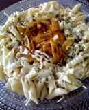 Irresistible !!!   Pasta Penne con crema de Ajo y Jamón Ahumado