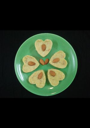 A picture of Homemade kalakand (Heart shape).