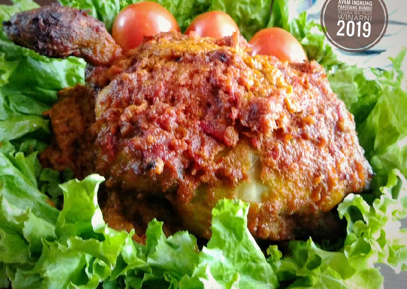 Ayam ingkung panggang bumbu rujak