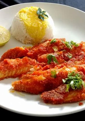 A picture of Fish fillet with rice.