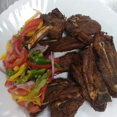Oven grilled lamb chops A picture of Oven grilled lamb chops.
