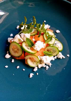 Foto di Insalata di Melone, Cetrioli, Feta e Menta