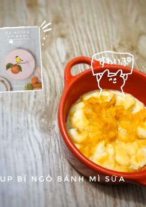Hình của món SOUP BÍ NGÔ BÁNH MÌ SỮA- Ăn dặm.