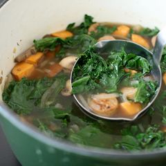 A picture of Kale and Roasted Sweet Potato Soup.