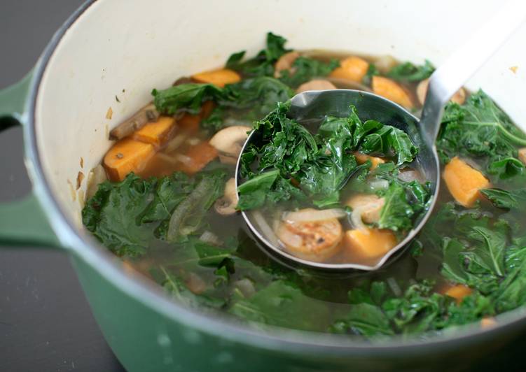 My Grandma Kale and Roasted Sweet Potato Soup