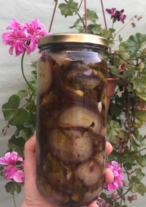 Una foto de Berenjena en escabeche💚