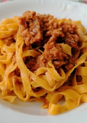 A picture of Tagliatelle with Cured Meat Ragù.