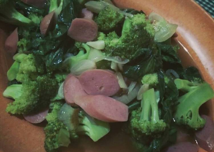 Resep Tumis brokoli sosis sawi hijau, Bikin Ngiler
