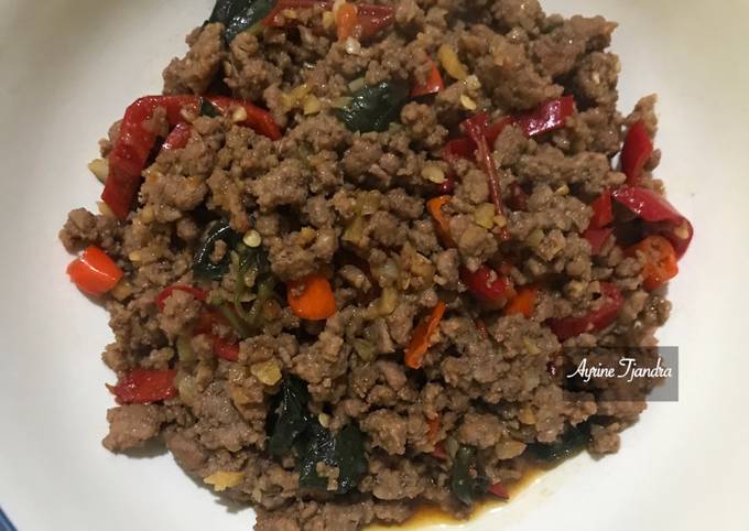 Langkah Mudah Masakan Resep Thai Beef Basil / daging giling ala thai