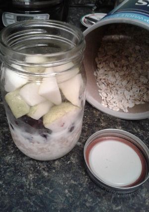A picture of Pear and Blueberry Overnight Oats.