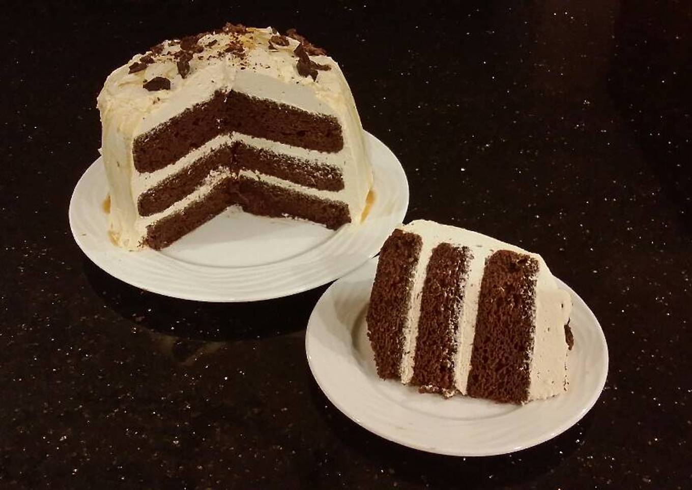 Chocolate Layer Cake With Whipped Salted Caramel Cream Filling and Frosting