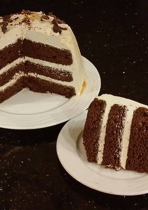 A picture of Chocolate Layer Cake With Whipped Salted Caramel Cream Filling and Frosting.