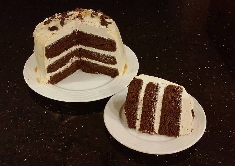 Chocolate Layer Cake With Whipped Salted Caramel Cream Filling and Frosting