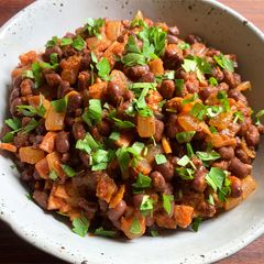 A picture of Stewed Azuki (Red Beans) & Bacon.