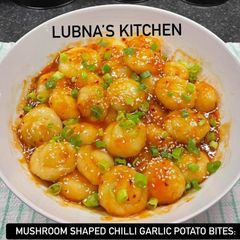 A picture of Mushroom Shaped Chilli Garlic Potato Bites:.