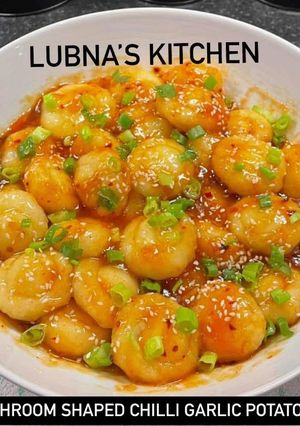 A picture of Mushroom Shaped Chilli Garlic Potato Bites:.