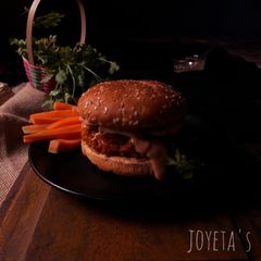 A picture of Paneer makhani burger.