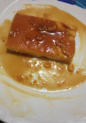 Una foto de Flan de queso