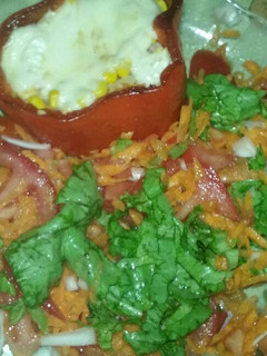 Una foto de Morrón relleno saludable