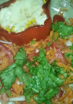 Una foto de Morrón relleno saludable