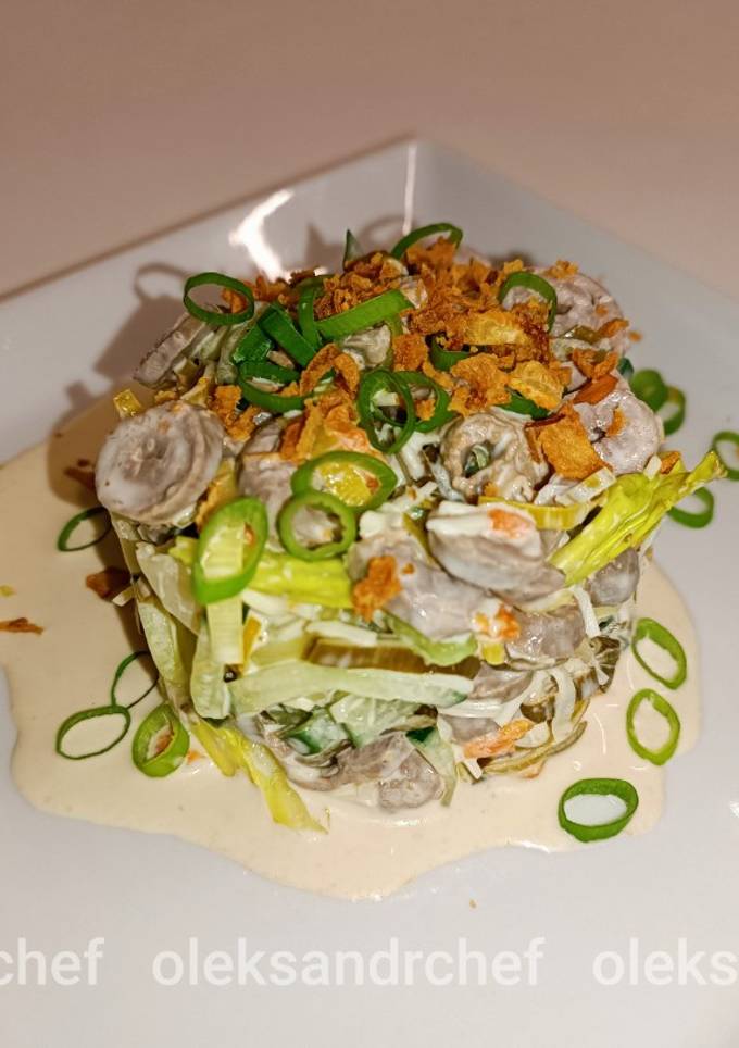 Салат 🥗 з курячими серцями