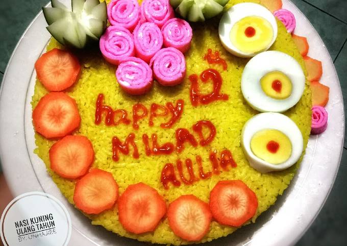 Resep Nasi kuning ulang tahun Anti Gagal