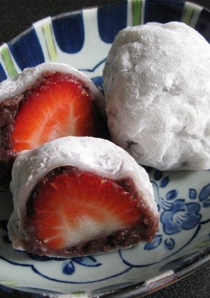 A picture of Super Easy Rice Paper Strawberry Daifuku Mochi.