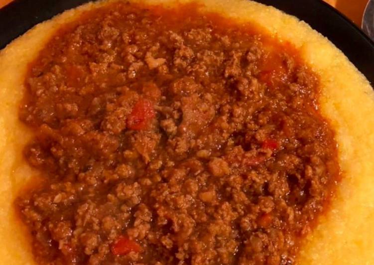 Polenta cremosa a la bolognesa🥘