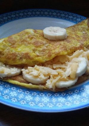 Фото Овсяноблин с бананом и сыром #школа.