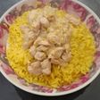Arroz amarillo con pollo al puerro
