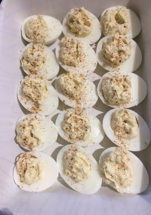 A picture of Devilled eggs.