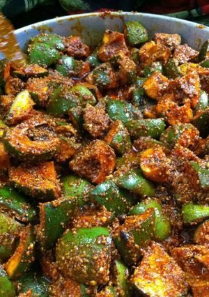 A picture of Mango Pickle Maharashtrian style.