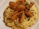 Risotto a la huancaina con camarones