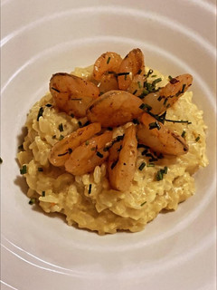 Una foto de Risotto a la huancaina con camarones