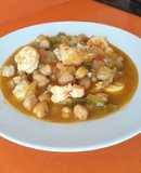 Potaje de garbanzos, bacalao y gambones salvajes (versión exprés)