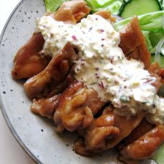A picture of Teriyaki Chicken With Tartar Sauce.