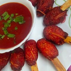 A picture of Noodles Manchurian Lollypops.